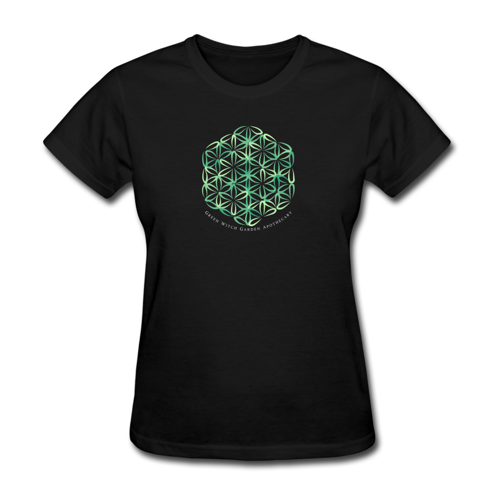 Green Witch Sacred Geometry Tee - black