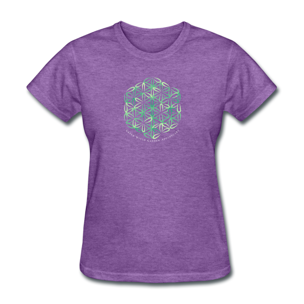 Green Witch Sacred Geometry Tee - purple heather